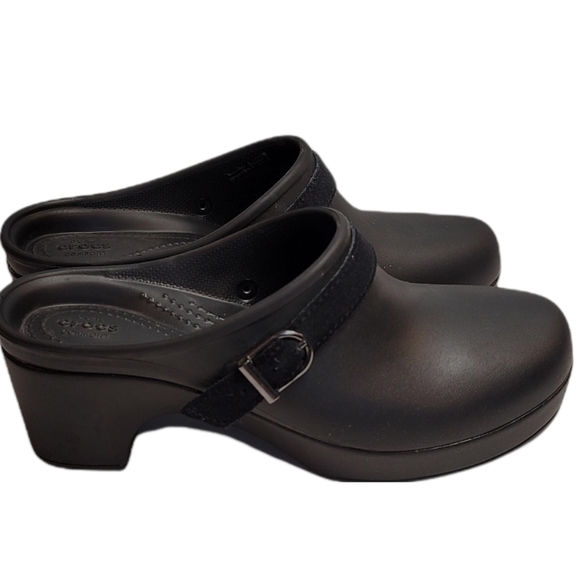 CROCS Shoes - Crocs Sarah Womens Rubber Heeled Slip On Clogs Mules Size 8 Black